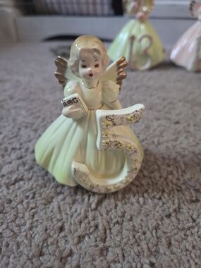 Vintage Josef Originals #5 Birthday Girl Angel Figurine Japan 5th Yellow EUC